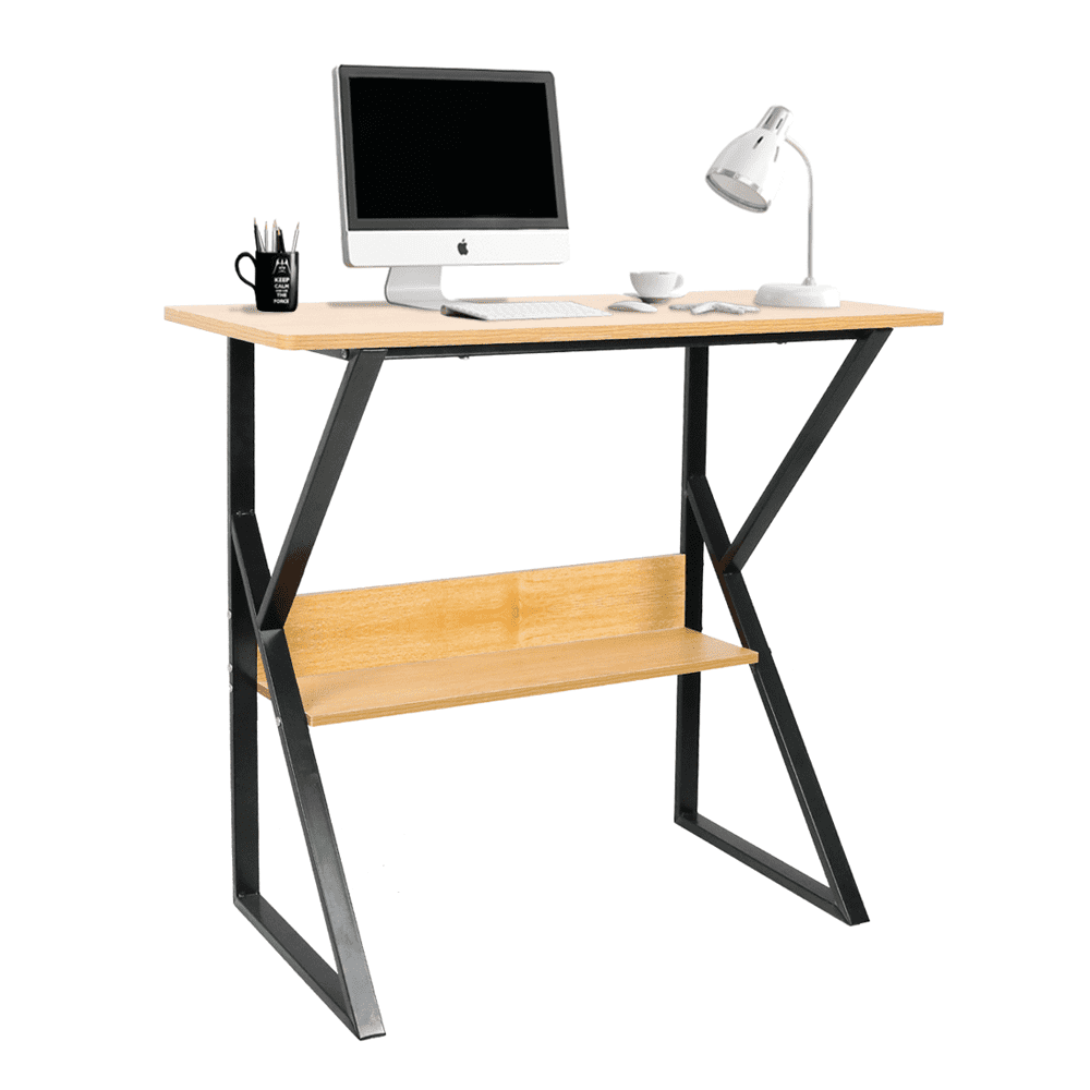 KONDELA Písací stôl, s policou, buk / čierna,TARCAL 80